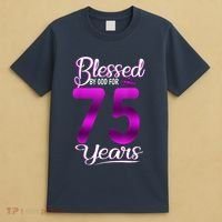 Blessed by God for 75 Years Old 75th Birthday Present Gifts Crown T-Shirt thumb 4