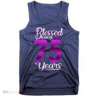 Blessed by God for 75 Years Old 75th Birthday Present Gifts Crown Tank Top thumb 0