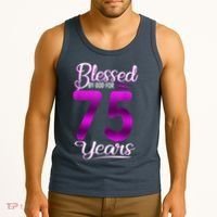 Blessed by God for 75 Years Old 75th Birthday Present Gifts Crown Tank Top thumb 3
