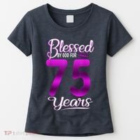 Blessed by God for 75 Years Old 75th Birthday Present Gifts Crown Women's T-Shirt thumb 0