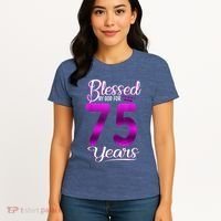 Blessed by God for 75 Years Old 75th Birthday Present Gifts Crown Women's T-Shirt thumb 4