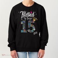 Blessed By God For 15 Years 15th Birthday Anniversary Women's Sweatshirt thumb 0