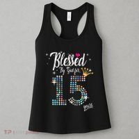 Blessed By God For 15 Years 15th Birthday Anniversary Women's Tank Top thumb 3