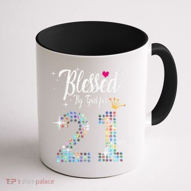 Blessed By God For 21 Years 21st Birthday Anniversary Coffee Mug back