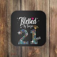 Blessed By God For 21 Years 21st Birthday Anniversary Coaster thumb 0