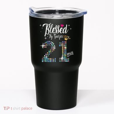 Blessed By God For 21 Years 21st Birthday Anniversary Tumbler