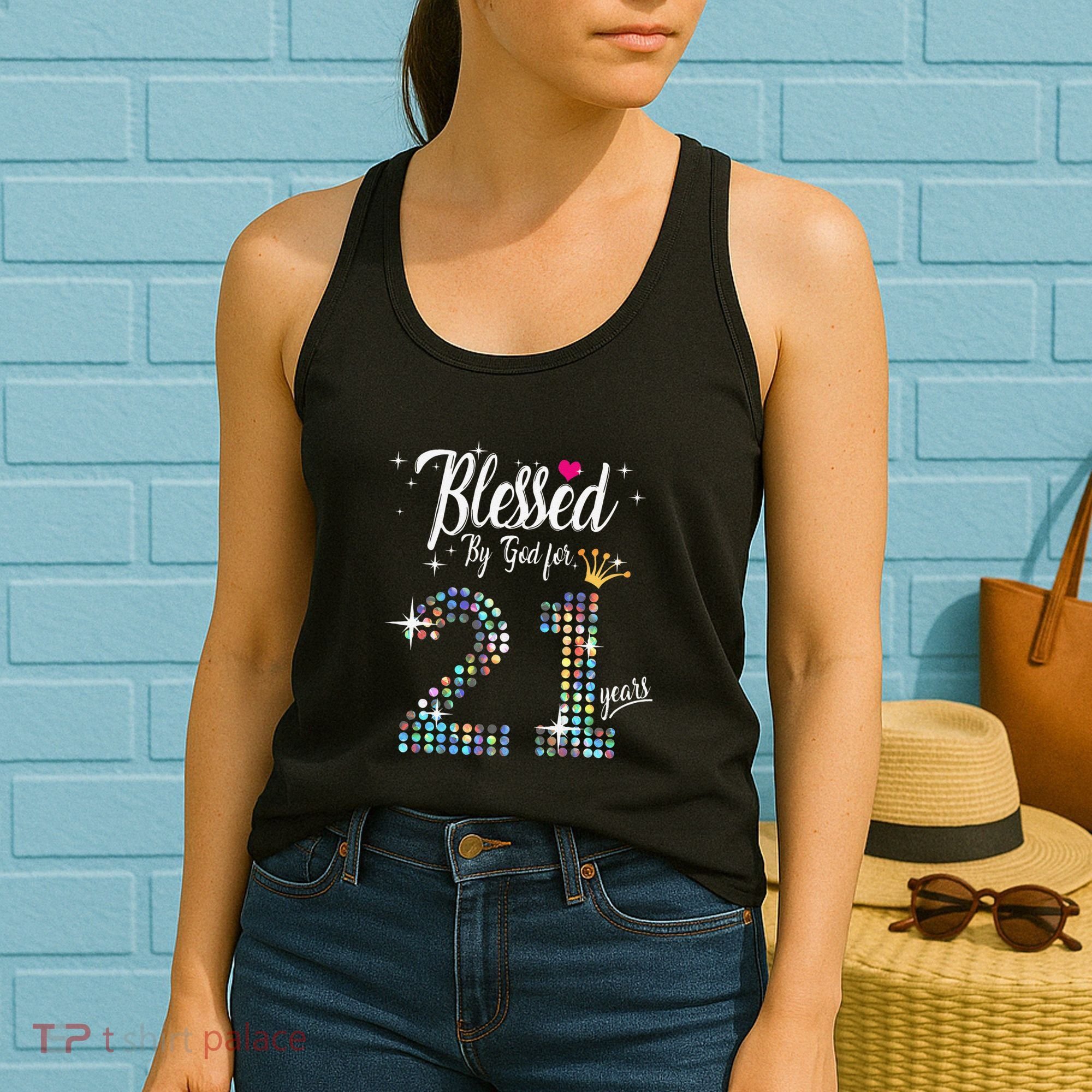 Blessed By God For 21 Years 21st Birthday Anniversary Women's Tank Top