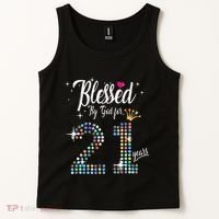 Blessed By God For 21 Years 21st Birthday Anniversary Tank Top thumb 2