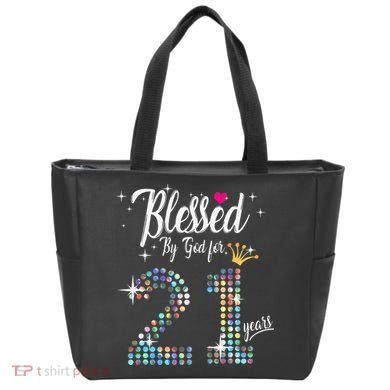 Blessed By God For 21 Years 21st Birthday Anniversary Tote Bag