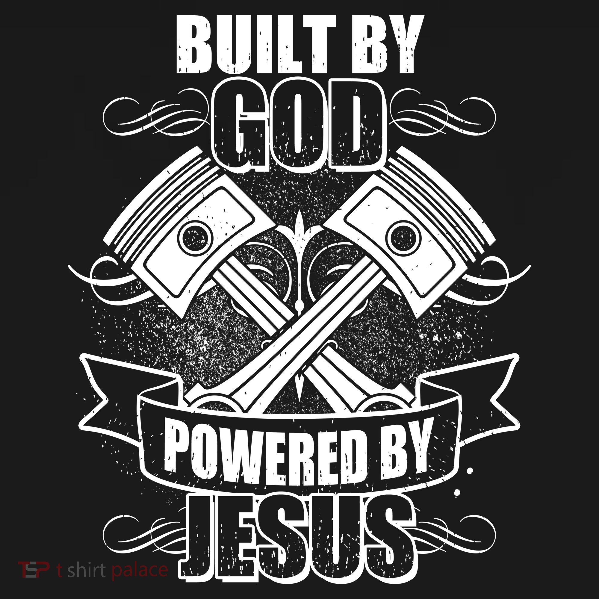 Built By God Powered By Jesus Car Engine Pistons Coaster