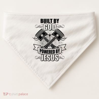 Built By God Powered By Jesus Car Engine Pistons USA-Made Doggie Bandana