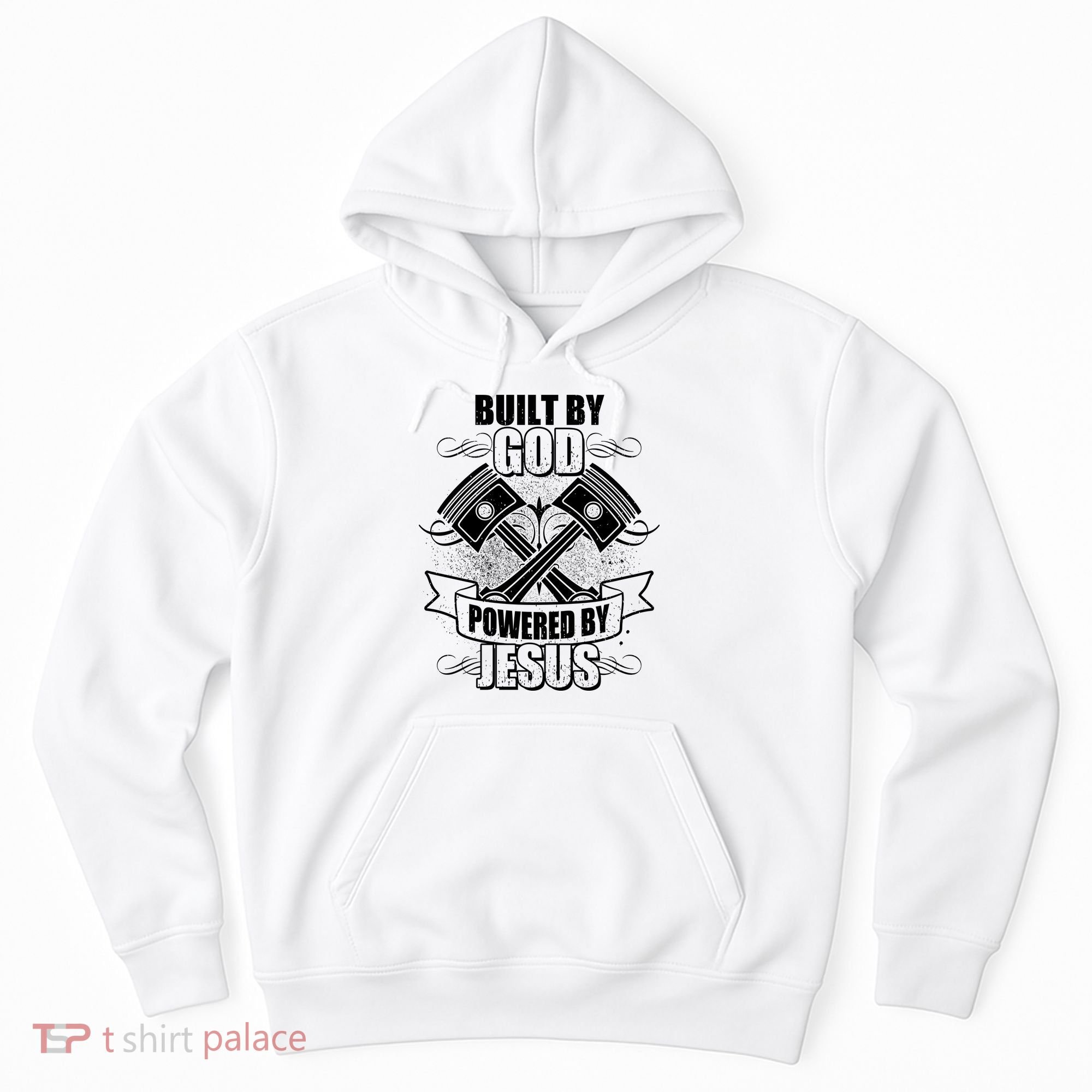 Built By God Powered By Jesus Car Engine Pistons Hoodie