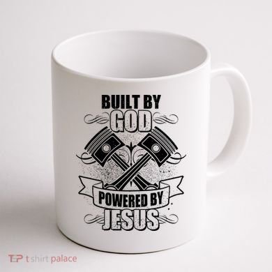Built By God Powered By Jesus Car Engine Pistons Coffee Mug back