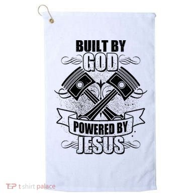 Built By God Powered By Jesus Car Engine Pistons Golf Towel