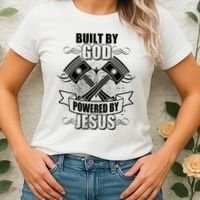 Built By God Powered By Jesus Car Engine Pistons Women's T-Shirt thumb 2