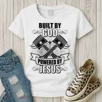Built By God Powered By Jesus Car Engine Pistons Women's T-Shirt thumb 3