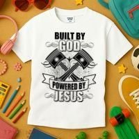 Built By God Powered By Jesus Car Engine Pistons Kids T-Shirt thumb 3