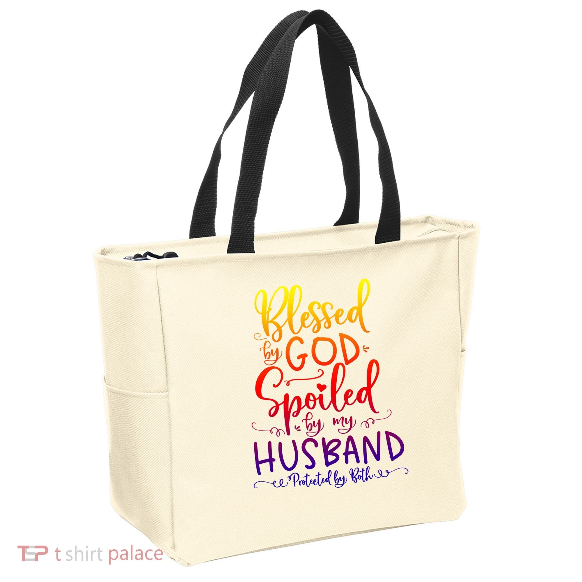 Blessed By God Spoiled By My Husband Protected By Both Gift Tote Bag