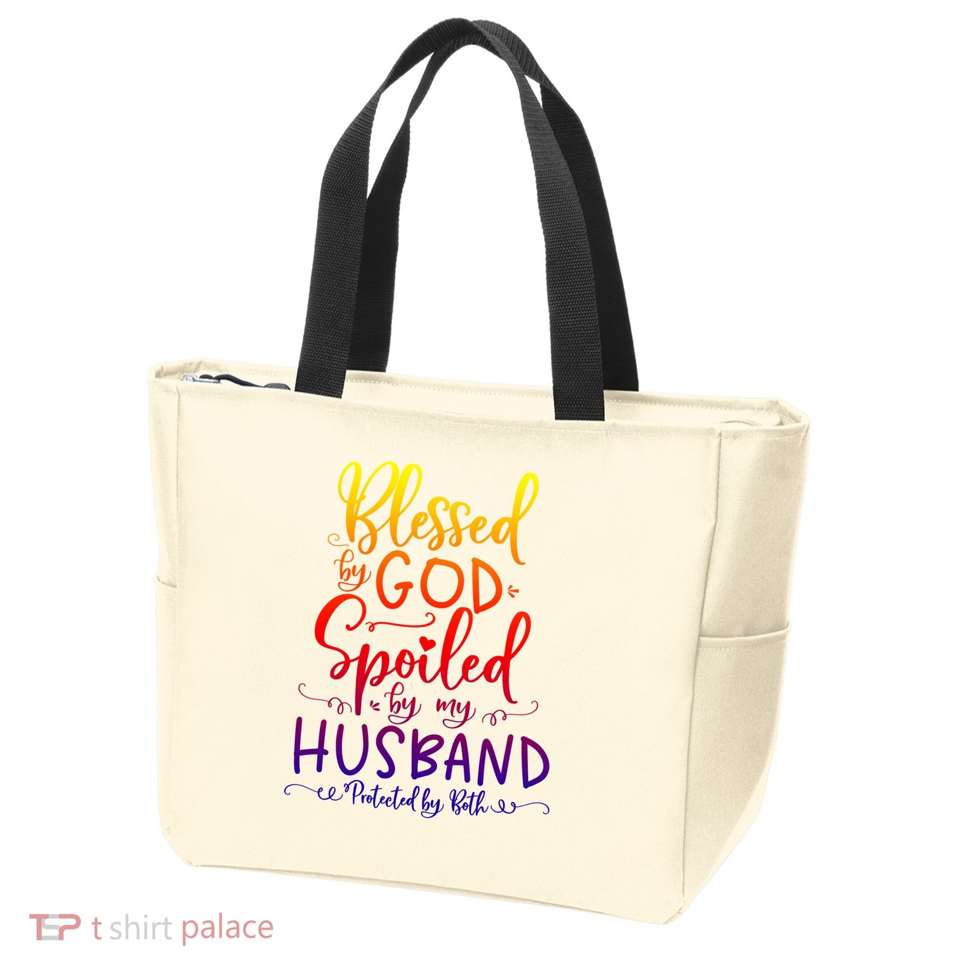 Blessed By God Spoiled By My Husband Protected By Both Gift Tote Bag