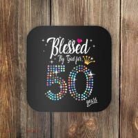 Blessed By God For 50 Years 50th Birthday Anniversary Coaster thumb 0