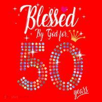 Blessed By God For 50 Years 50th Birthday Anniversary Santa Hat thumb 1