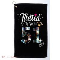 Blessed By God For 51 Years 51st Birthday Anniversary Golf Towel thumb 0