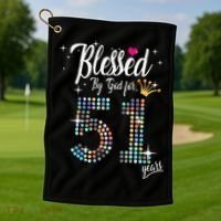 Blessed By God For 51 Years 51st Birthday Anniversary Golf Towel thumb 1