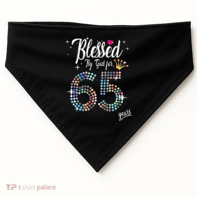 Blessed By God For 65 Years 65th Birthday Anniversary USA-Made Doggie Bandana