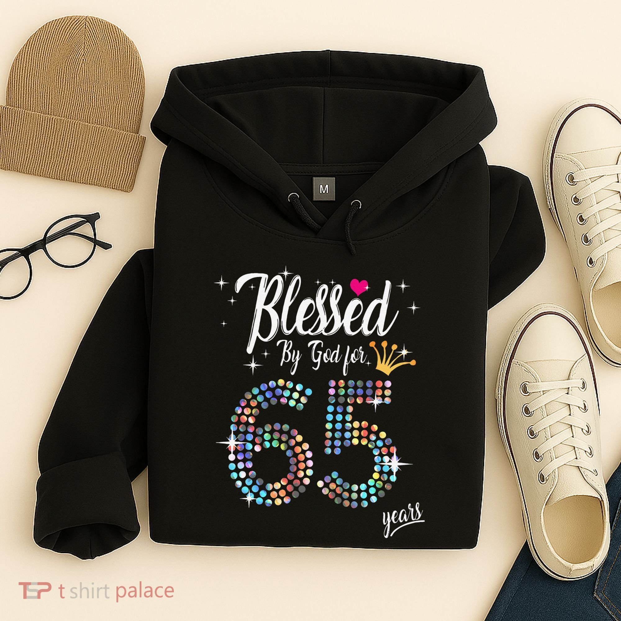 Blessed By God For 65 Years 65th Birthday Anniversary Hoodie