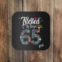 Blessed By God For 65 Years 65th Birthday Anniversary Coaster thumb 0