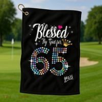 Blessed By God For 65 Years 65th Birthday Anniversary Golf Towel thumb 1