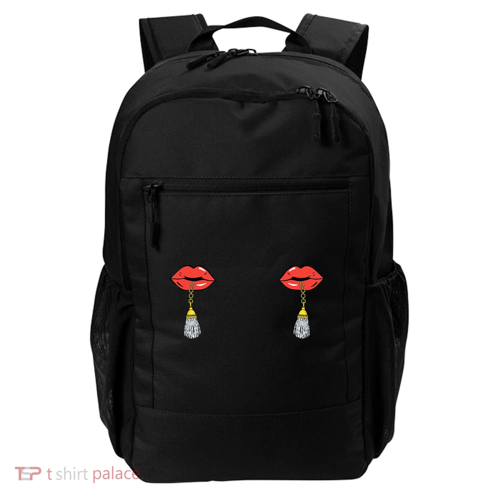 Burlesque Boobs Gag Red Lip Tassel Pasties Backpack