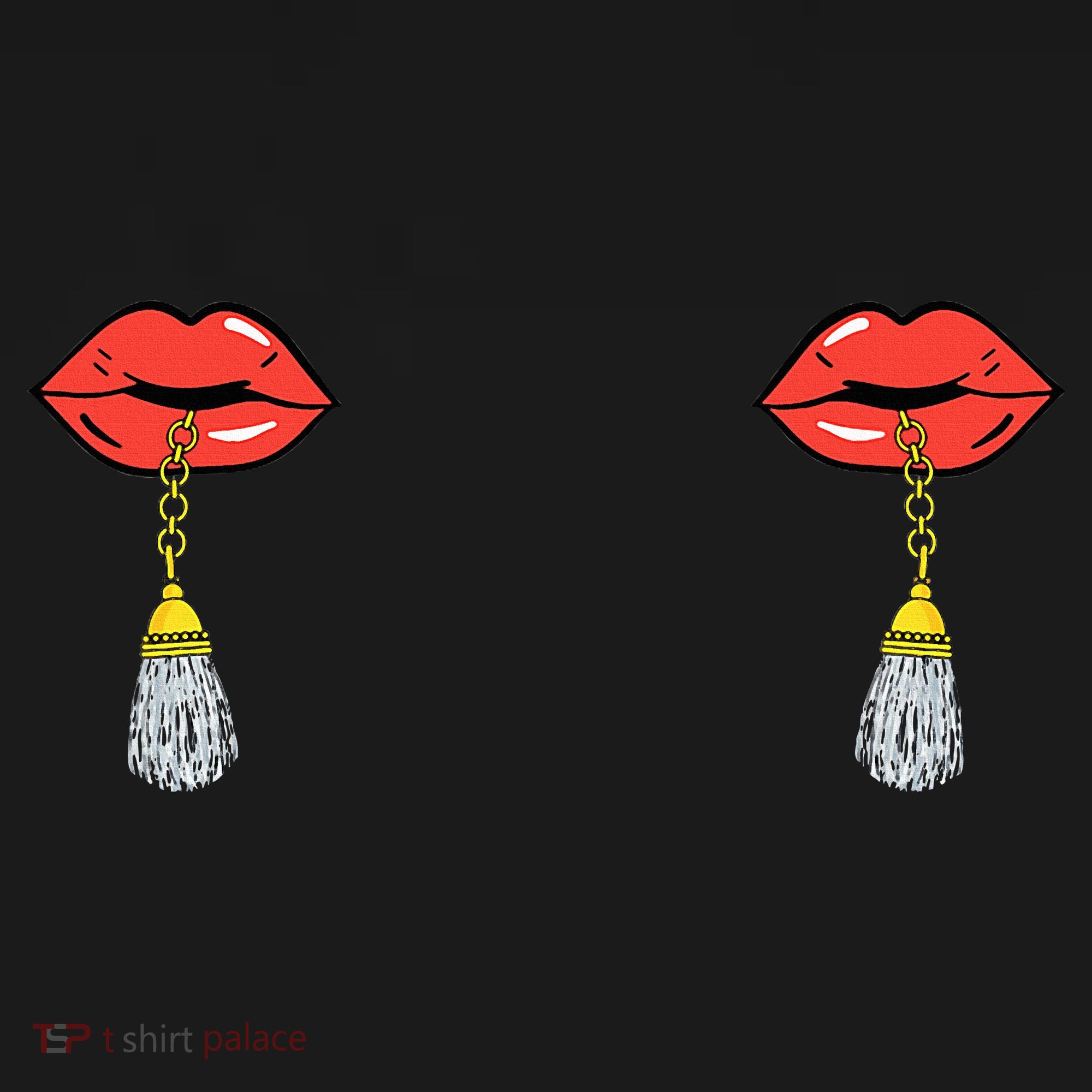Burlesque Boobs Gag Red Lip Tassel Pasties Bucket Hat