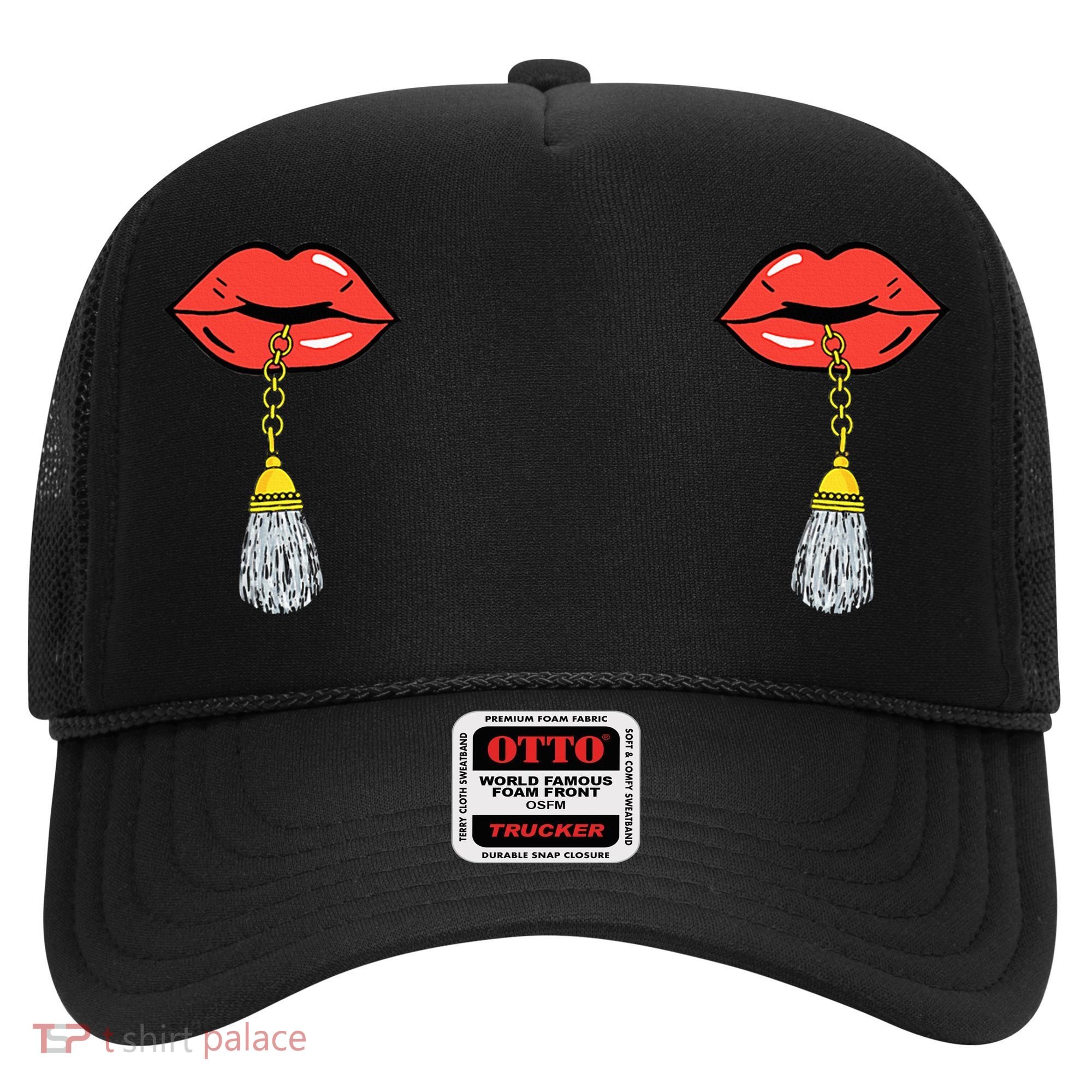 Burlesque Boobs Gag Red Lip Tassel Pasties Hat
