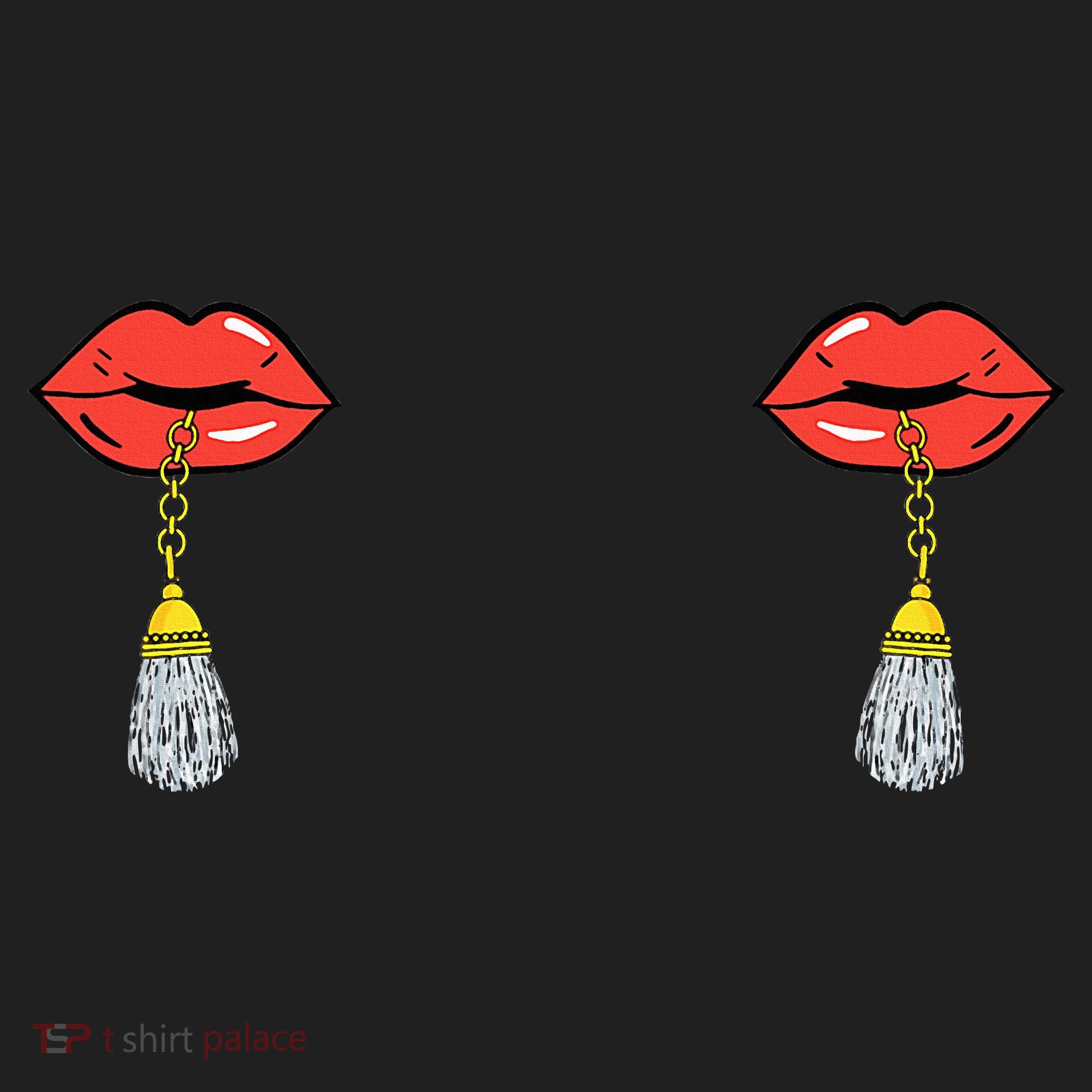 Burlesque Boobs Gag Red Lip Tassel Pasties Hat