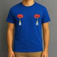 Burlesque Boobs Gag Red Lip Tassel Pasties T-Shirt thumb 3