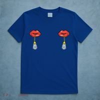 Burlesque Boobs Gag Red Lip Tassel Pasties T-Shirt thumb 5