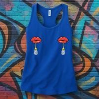 Burlesque Boobs Gag Red Lip Tassel Pasties Women's Tank Top thumb 3
