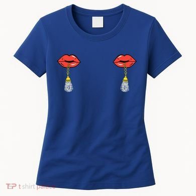 Burlesque Boobs Gag Red Lip Tassel Pasties Women's T-Shirt