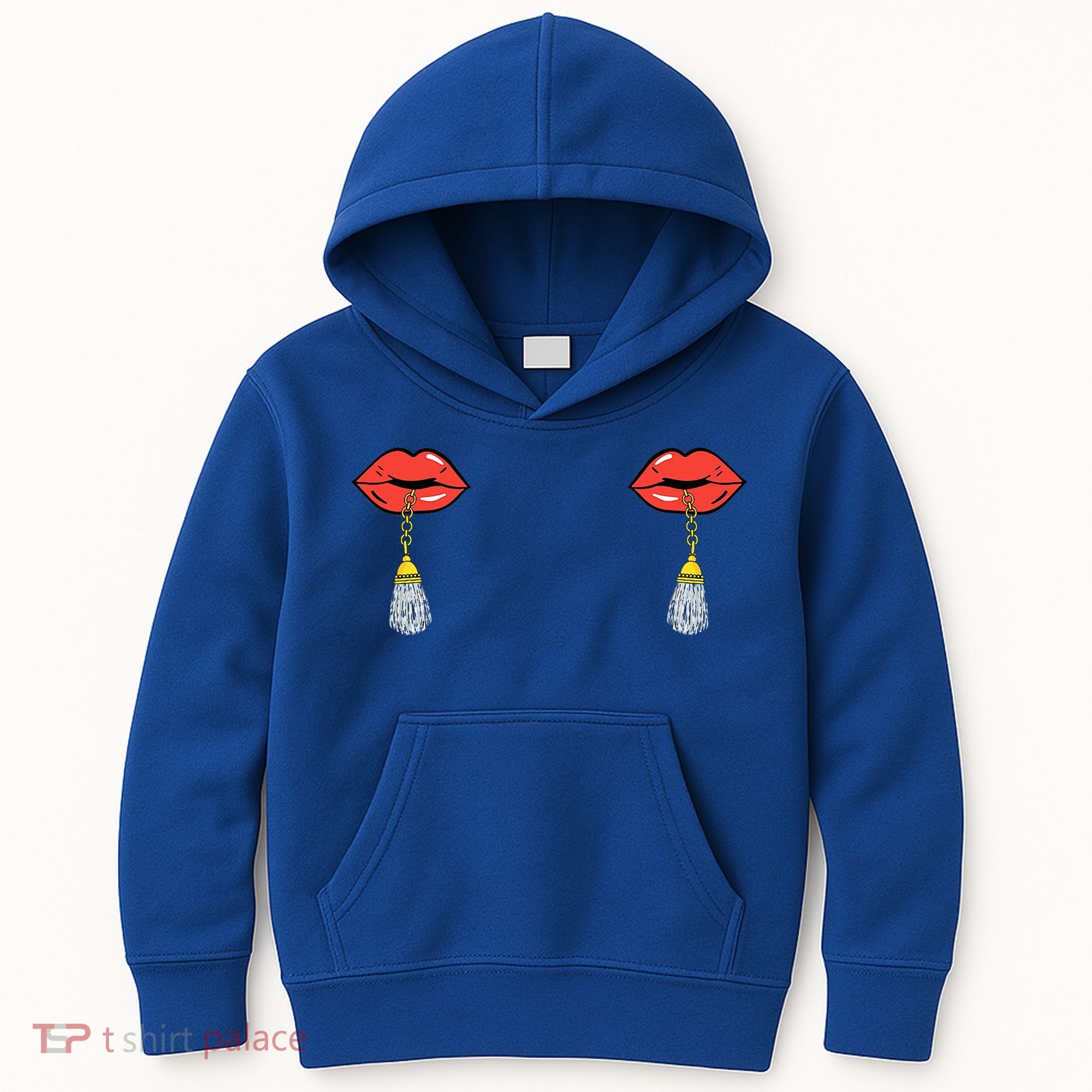 Burlesque Boobs Gag Red Lip Tassel Pasties Kids Hoodie
