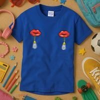 Burlesque Boobs Gag Red Lip Tassel Pasties Kids T-Shirt thumb 3