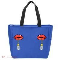 Burlesque Boobs Gag Red Lip Tassel Pasties Tote Bag thumb 0