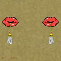 Burlesque Boobs Gag Red Lip Tassel Pasties Garment-Dyed Women's Muscle Tee thumb 6