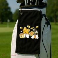 Bumble Bee Gnomes Tomte Scandinavian Gnome Bee Ornats Great Gift Golf Towel thumb 2
