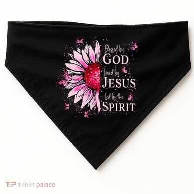 Blessed By God Loved By Jesus Sunflower  USA-Made Doggie Bandana
