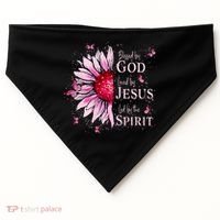 Blessed By God Loved By Jesus Sunflower  USA-Made Doggie Bandana thumb 0