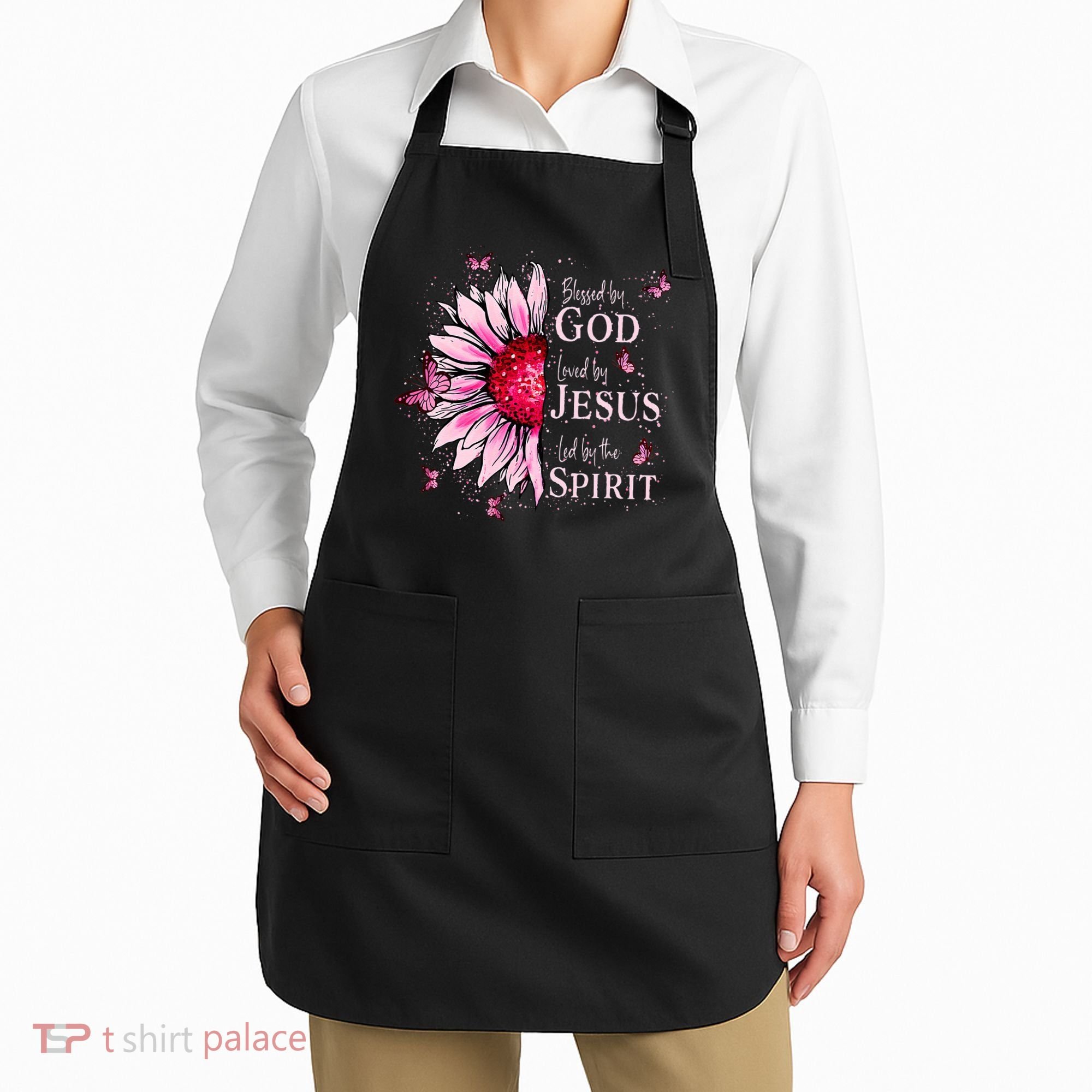 Blessed By God Loved By Jesus Sunflower  Apron