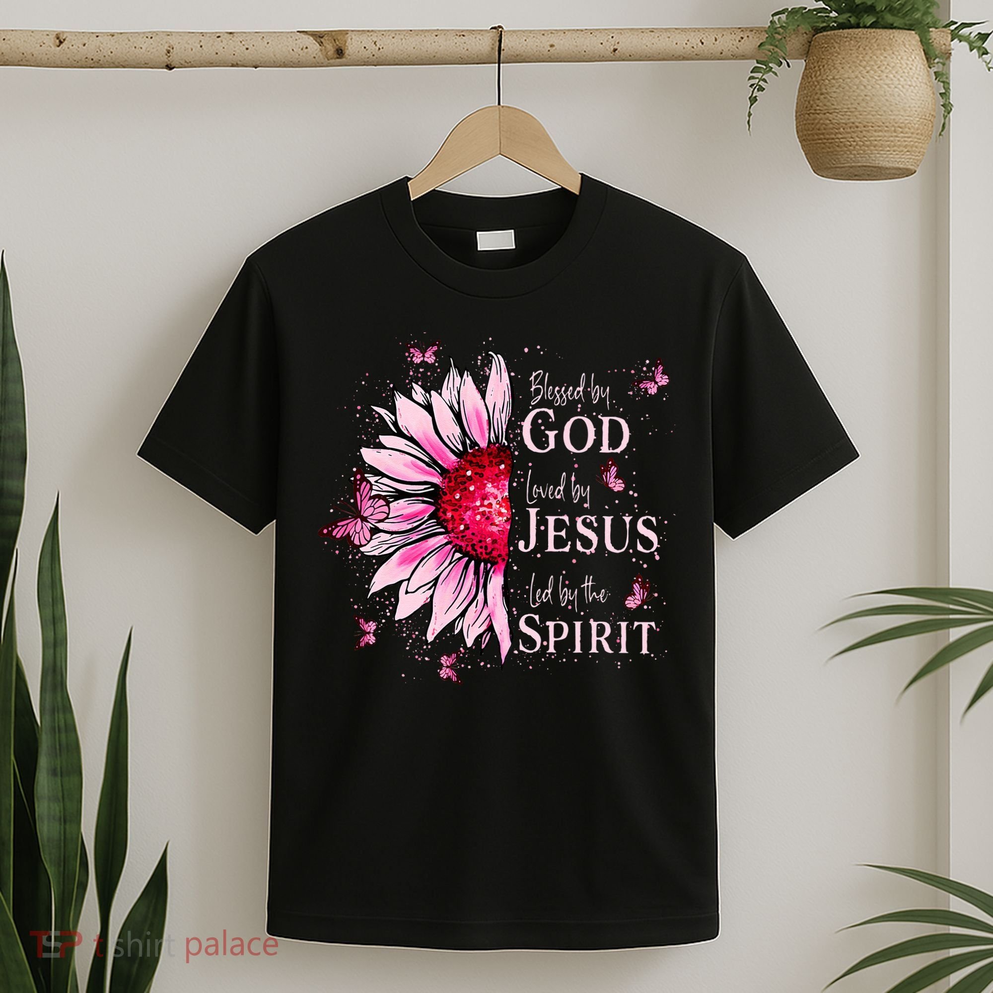 Blessed By God Loved By Jesus Sunflower  T-Shirt