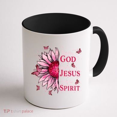 Blessed By God Loved By Jesus Sunflower  Coffee Mug back