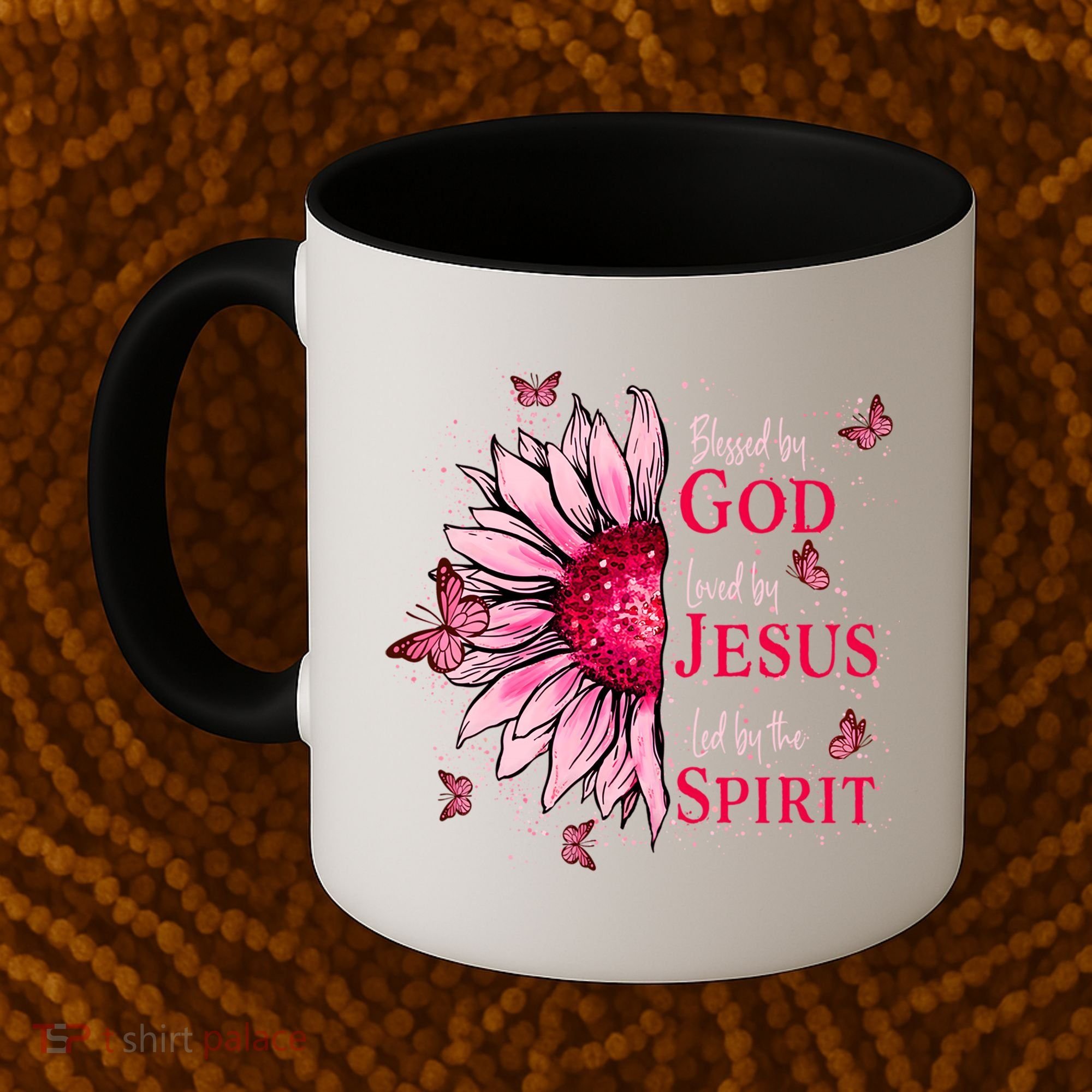 Blessed By God Loved By Jesus Sunflower  Coffee Mug